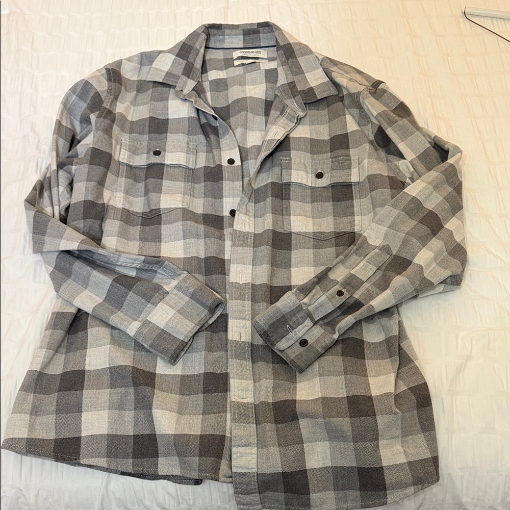 Goodthreads Black and White Herringbone Flannel Shirt